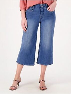 NWT NYDJ Wide-Leg Crop Jeans in Blue Wash